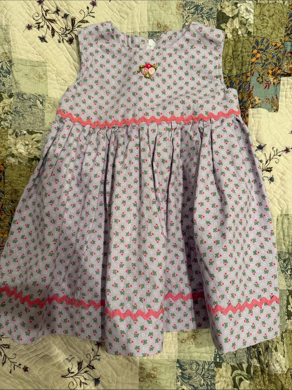 Vintage Handmade baby girl floral dress 12 months cottagecore prairie